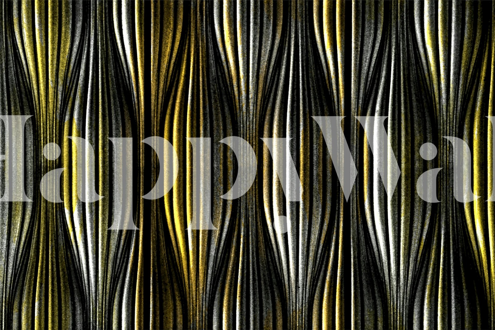 Japanese wave pattern in gold and black tones wallpaper