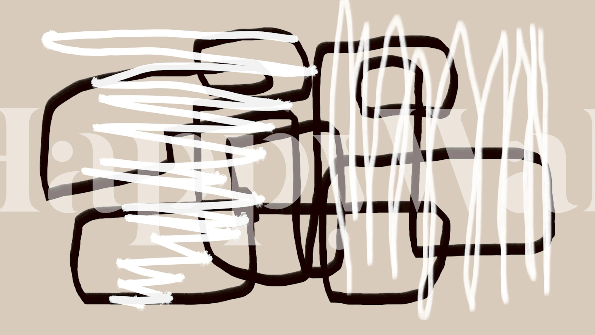 Abstract white and black line art design wallpaper