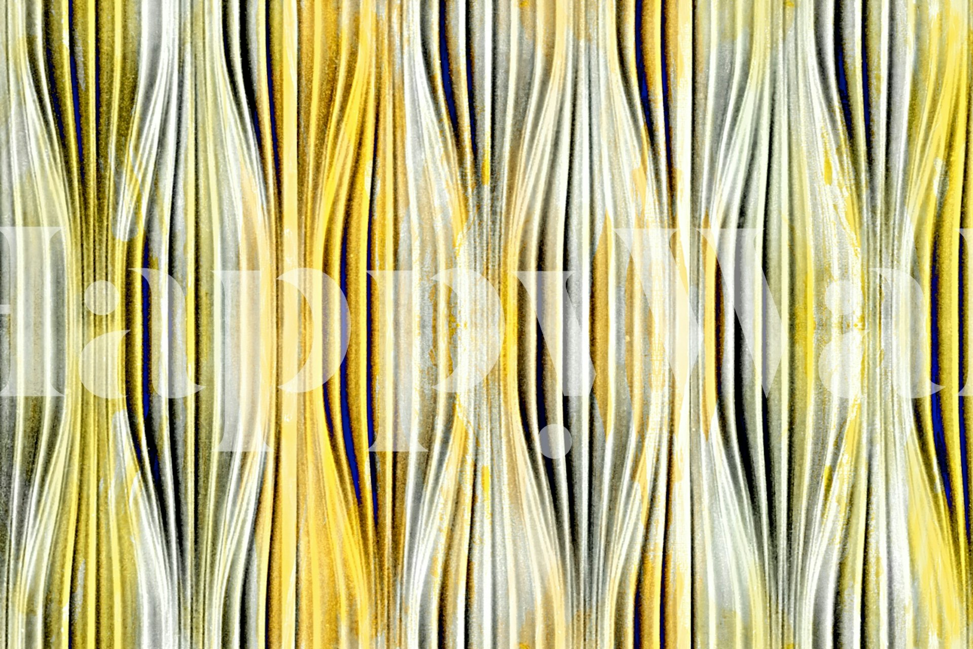 Japan Waves Yellow Gold wallpaper in a room