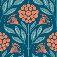 Tropical Midnight Flora - petrol red wallpaper