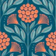 Tropical Midnight Flora - petrol red