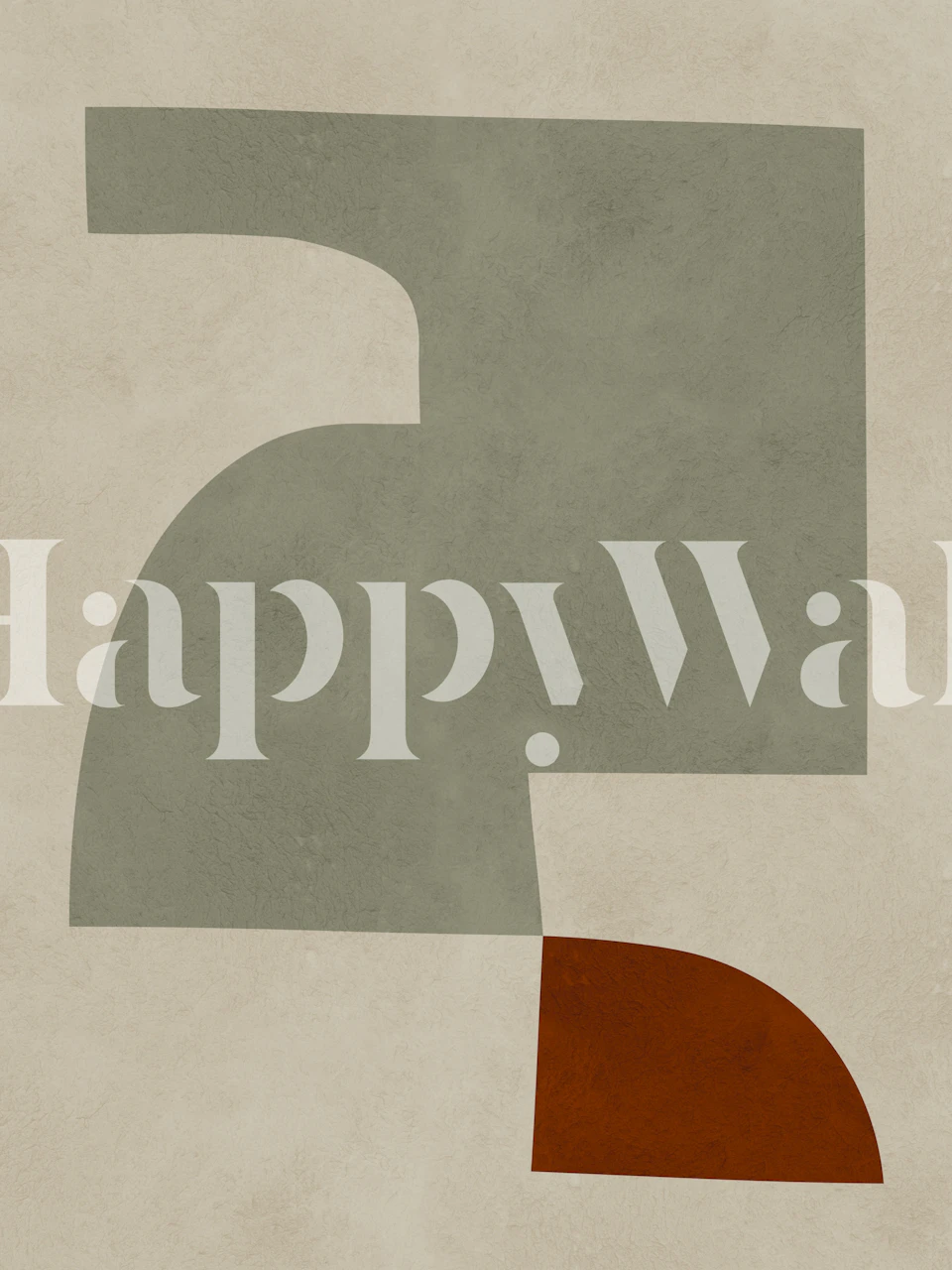 Geometric shapes in muted green and warm terracotta wallpaper