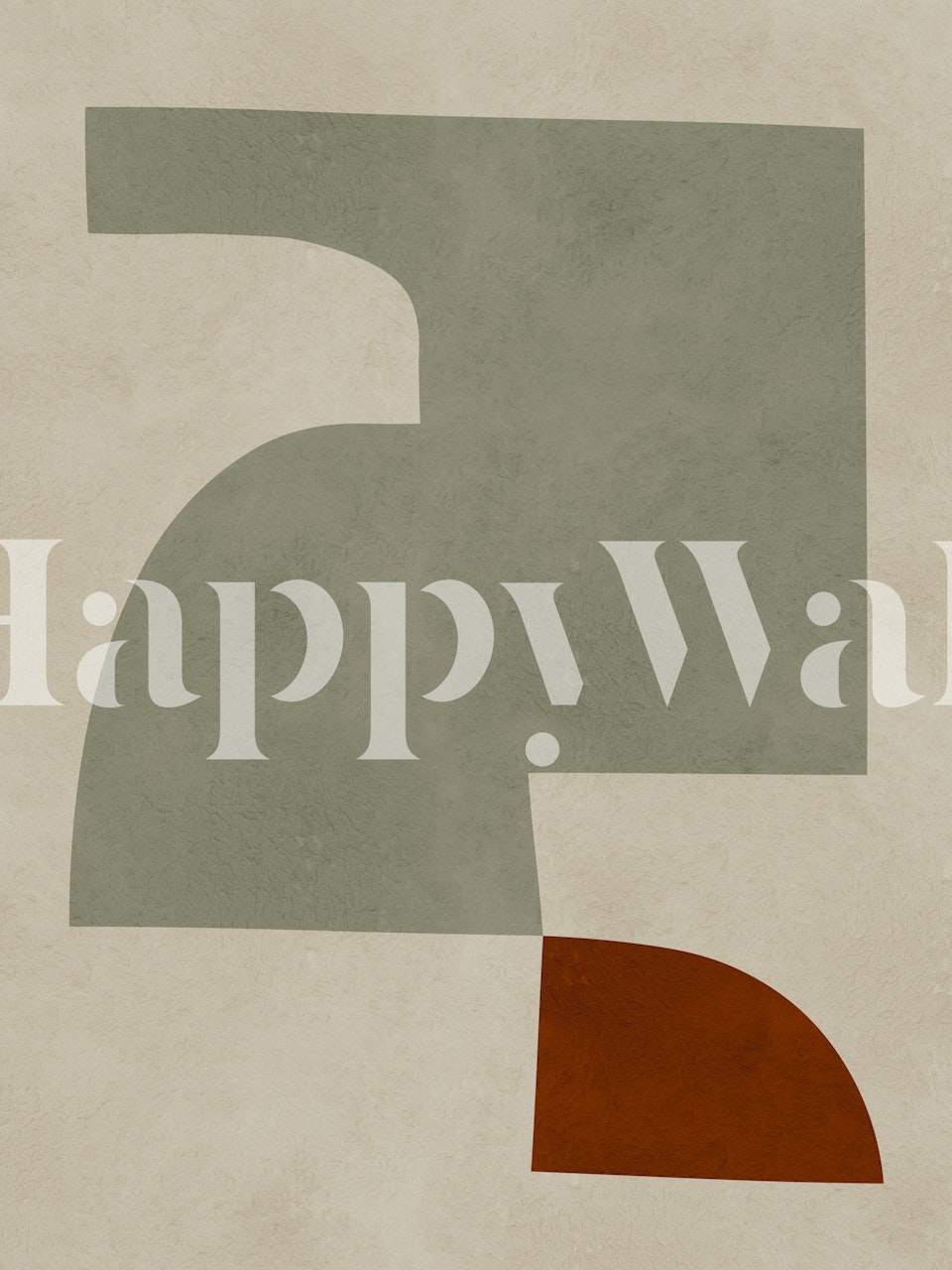 Geometric shapes in muted green and warm terracotta wallpaper