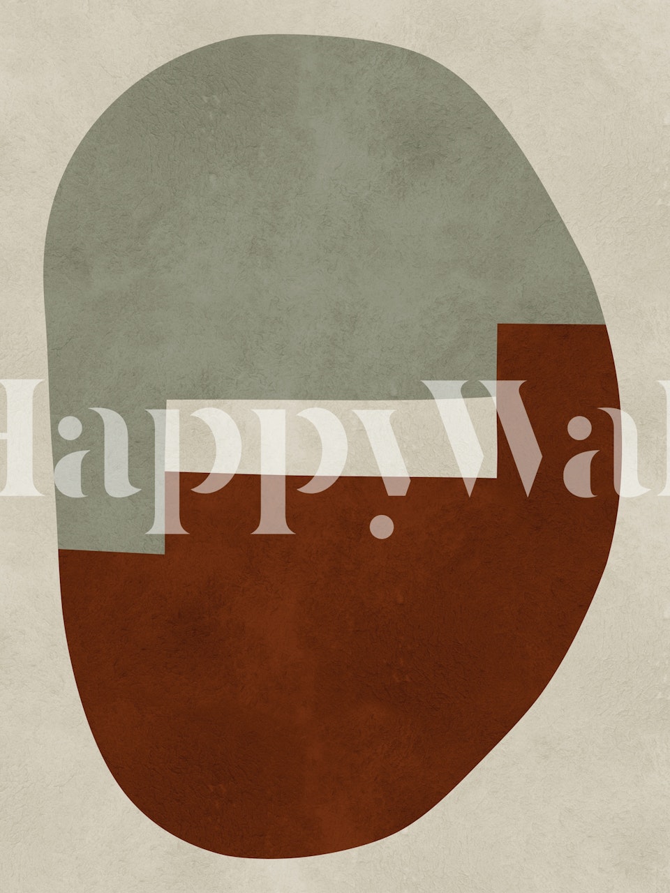 Abstract shapes in earthy tones: green, brown, and white wallpaper