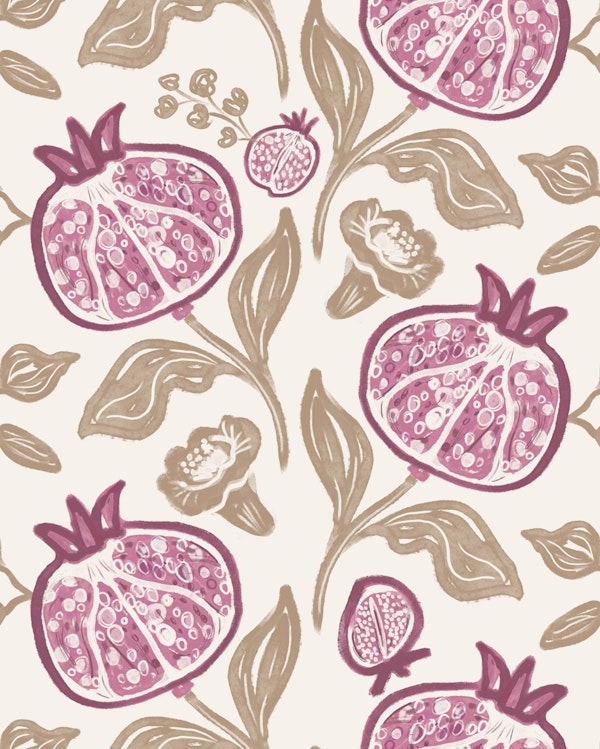 Pomegranates Fruit Pink Pattern