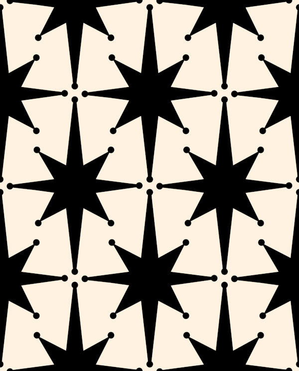 Mid Century Mod Atomic Starbursts Black Cream
