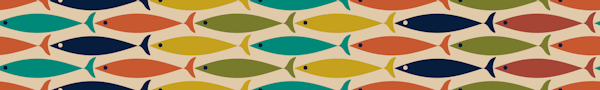 Midcentury Modern Multicolor Fish Stripes