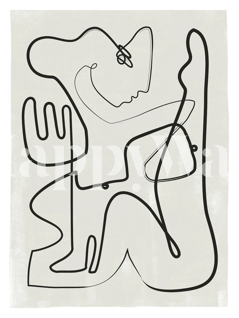 Abstract Line Art Decor-tapet i ett modernt rum