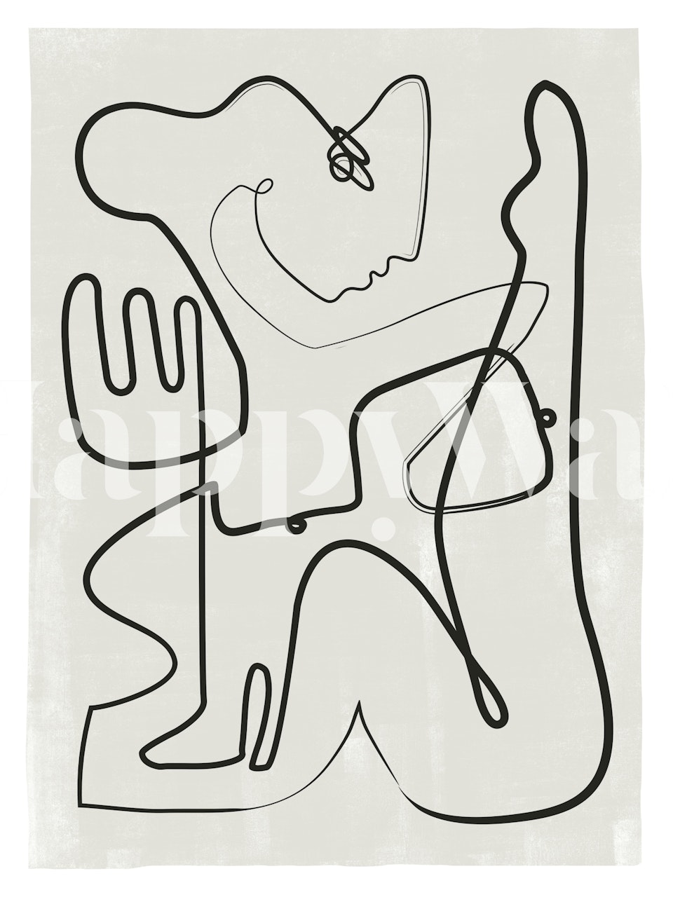 Abstract Line Art Decor-tapet i ett modernt rum