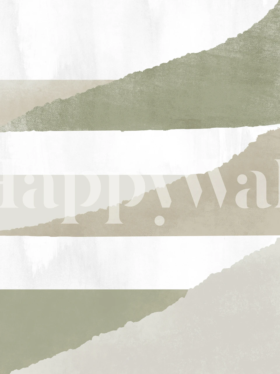 Sage green abstract waves wallpaper in a room