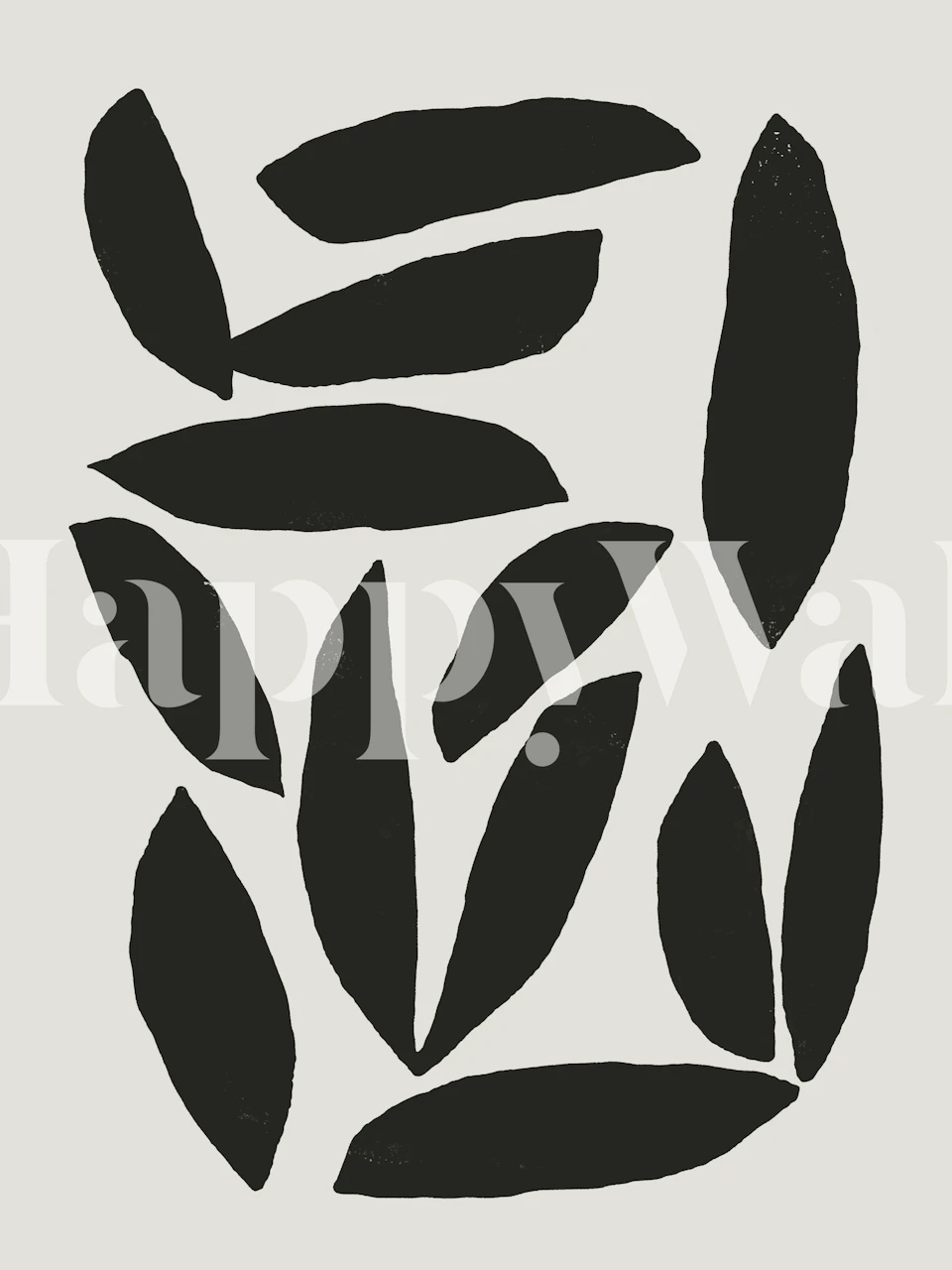 Black leaf silhouettes on a light cream background wallpaper