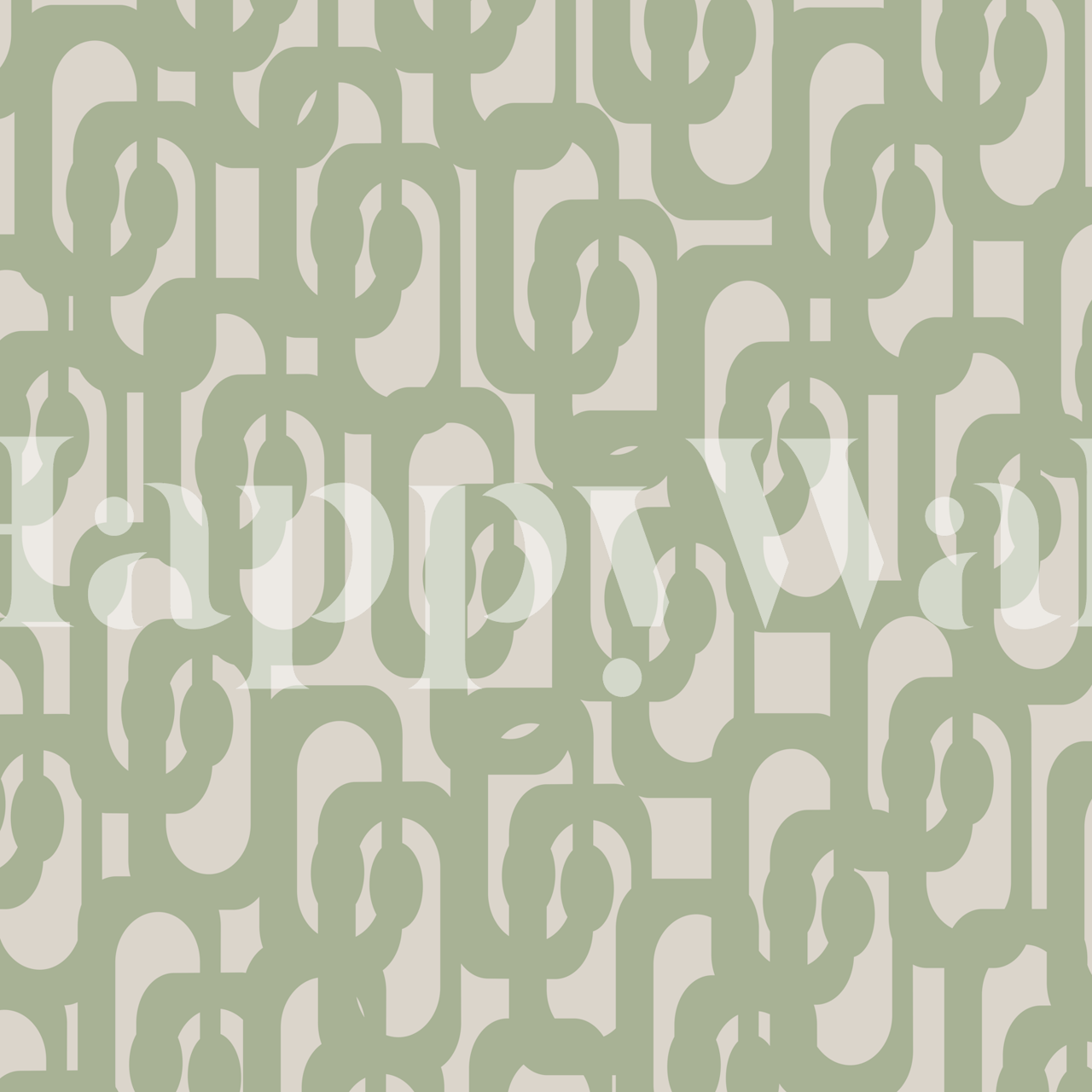 Sage Green Midcentury Loops Wallpaper nella stanza