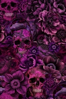 Witchy Skull Snake Goth Flower Fuchsia ταπετσαρία
