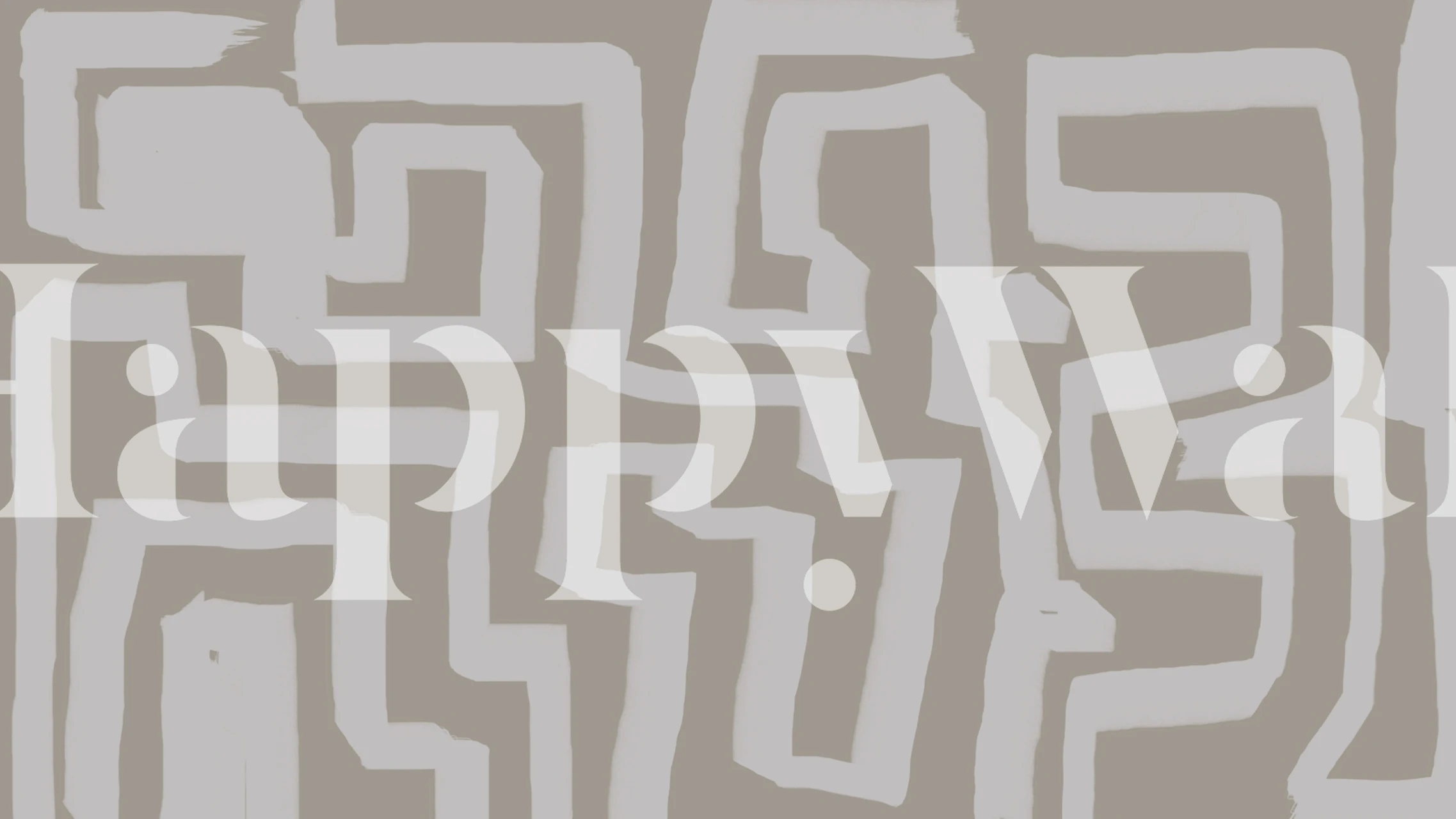 Taupe Graffiti behang getoond in een kamer