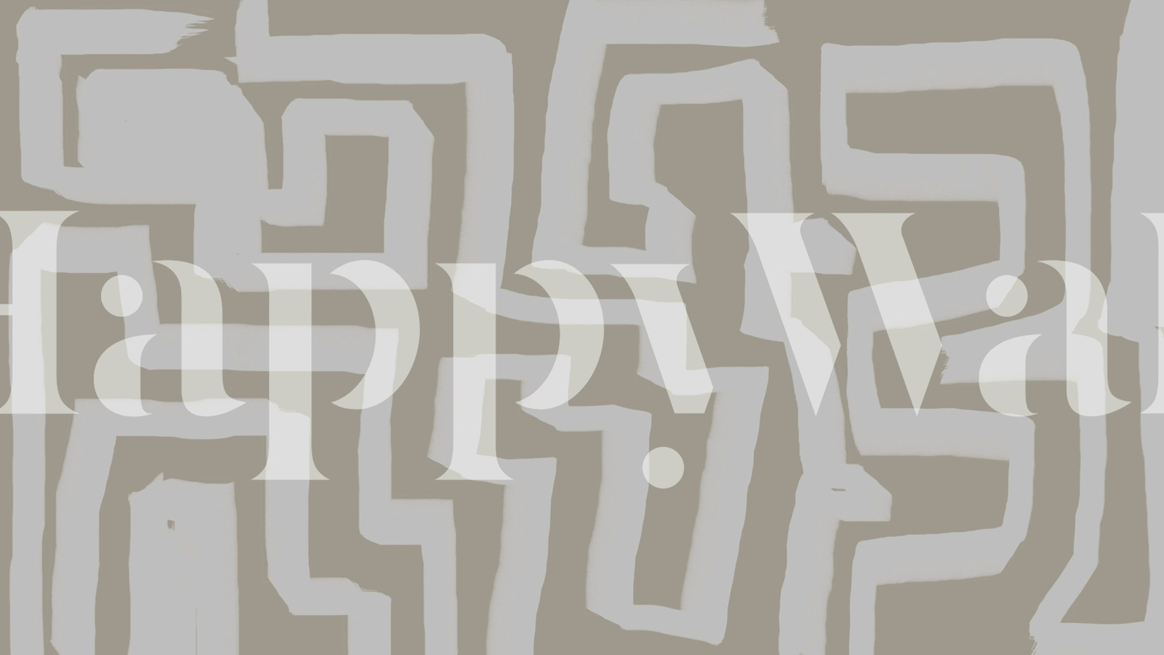 Taupe Graffiti Tapete in einem Raum angezeigt