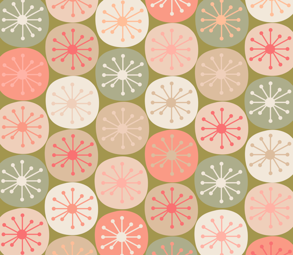 Atomic Dots Mid Century Modern Olive and Pink