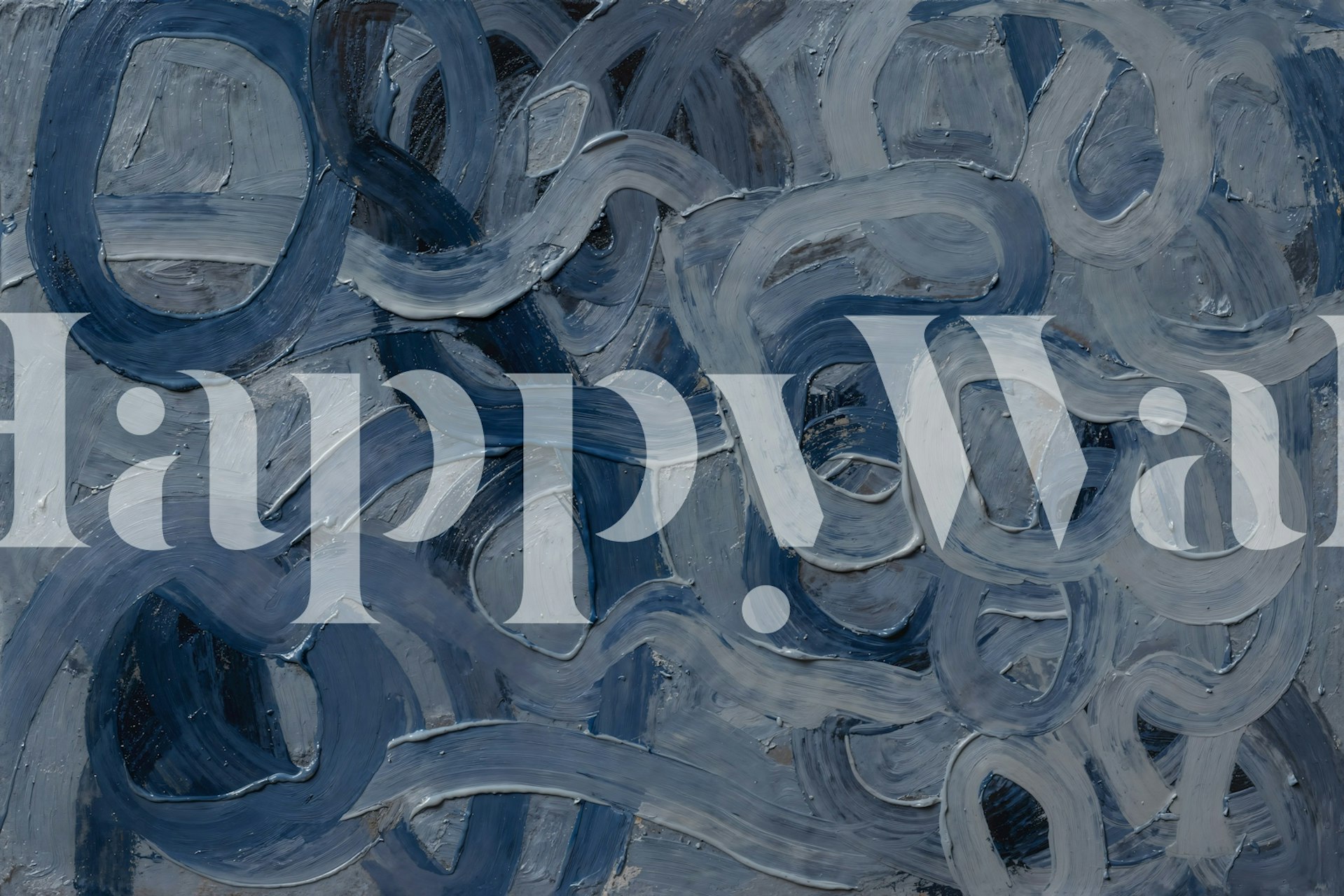 Papel pintado Indigo Brushwork en una habitación