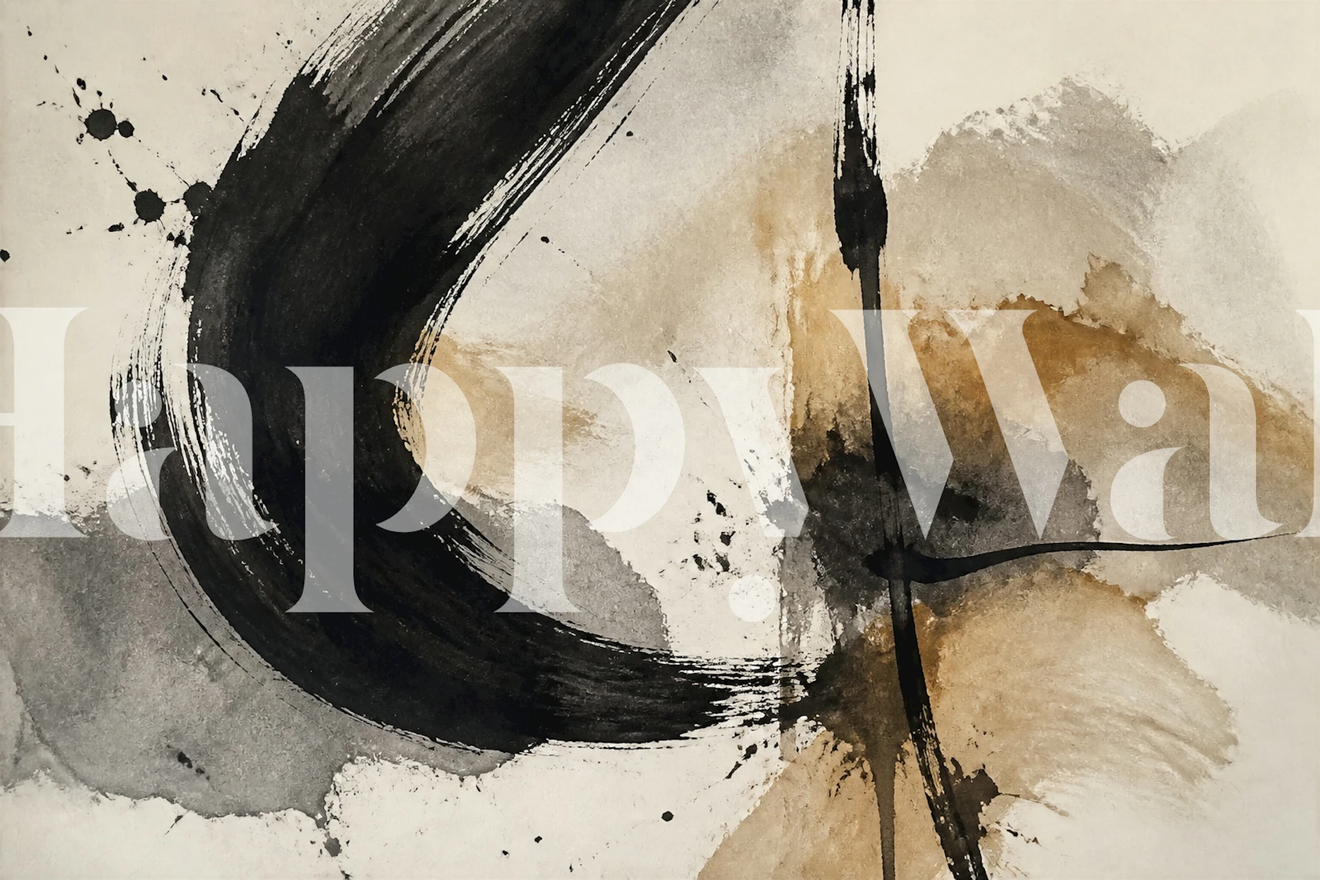 Abstract Brushwork wallpaper in room