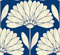 Block Print Daisy - Deep Navy Blue 1 Large tapet
