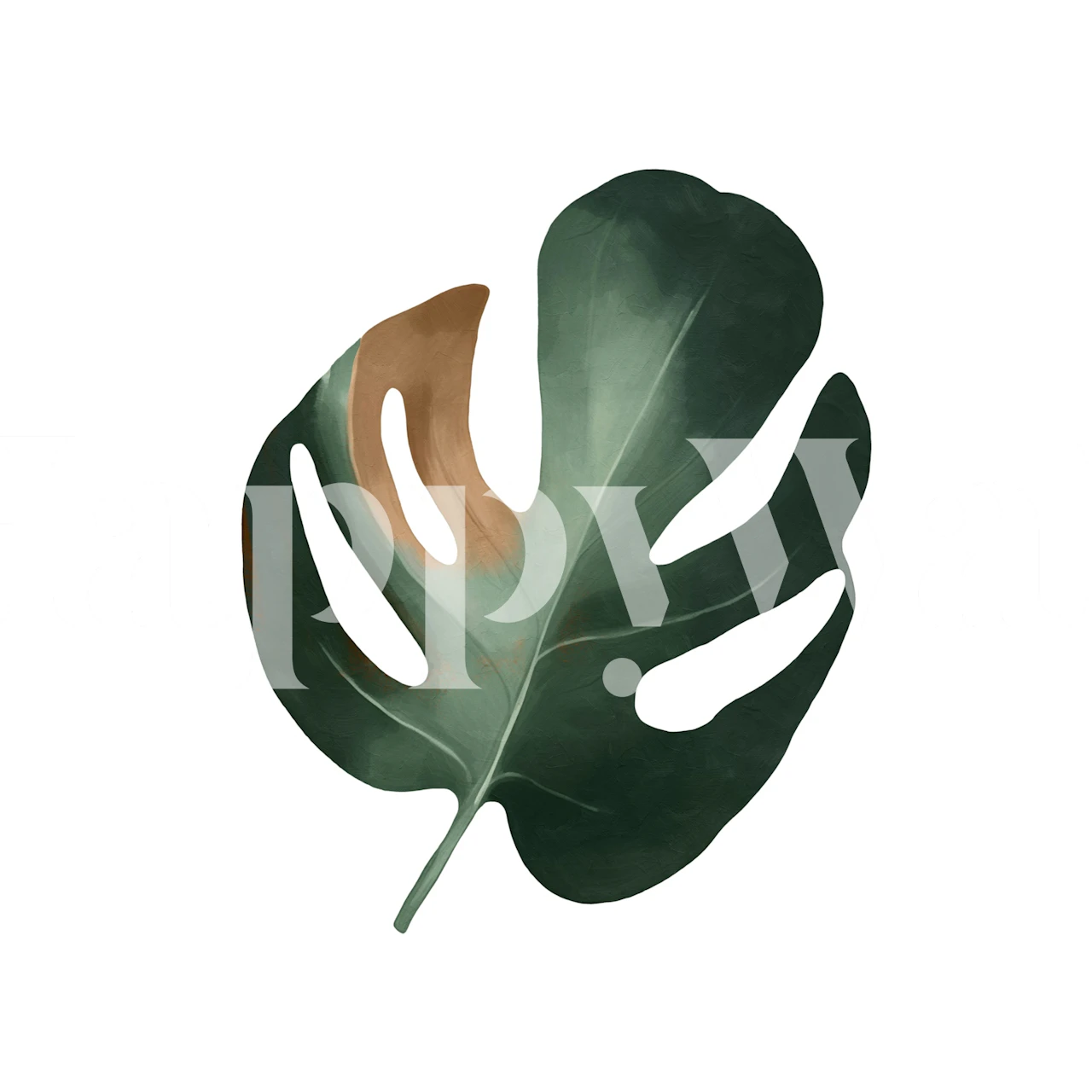 Tropical monstera leaf design in green and brown colors wallpaper