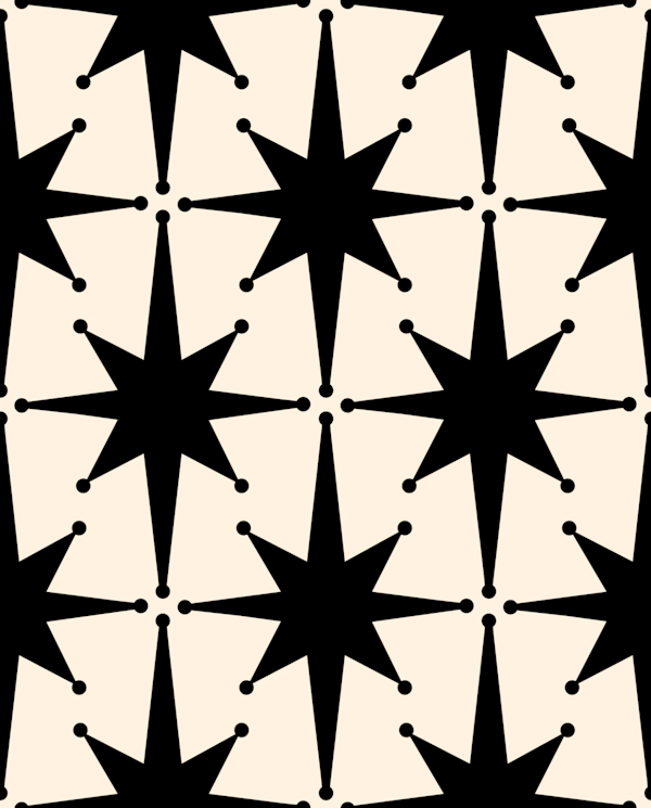 Atomic Stars Midcentury Black Cream Pattern