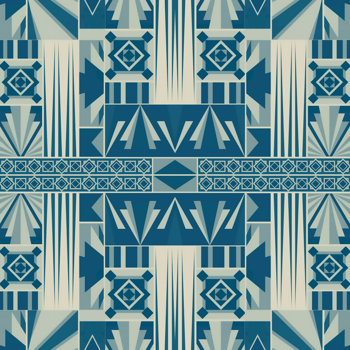 Art Deco Teal Beige Wallpaper | Happywall