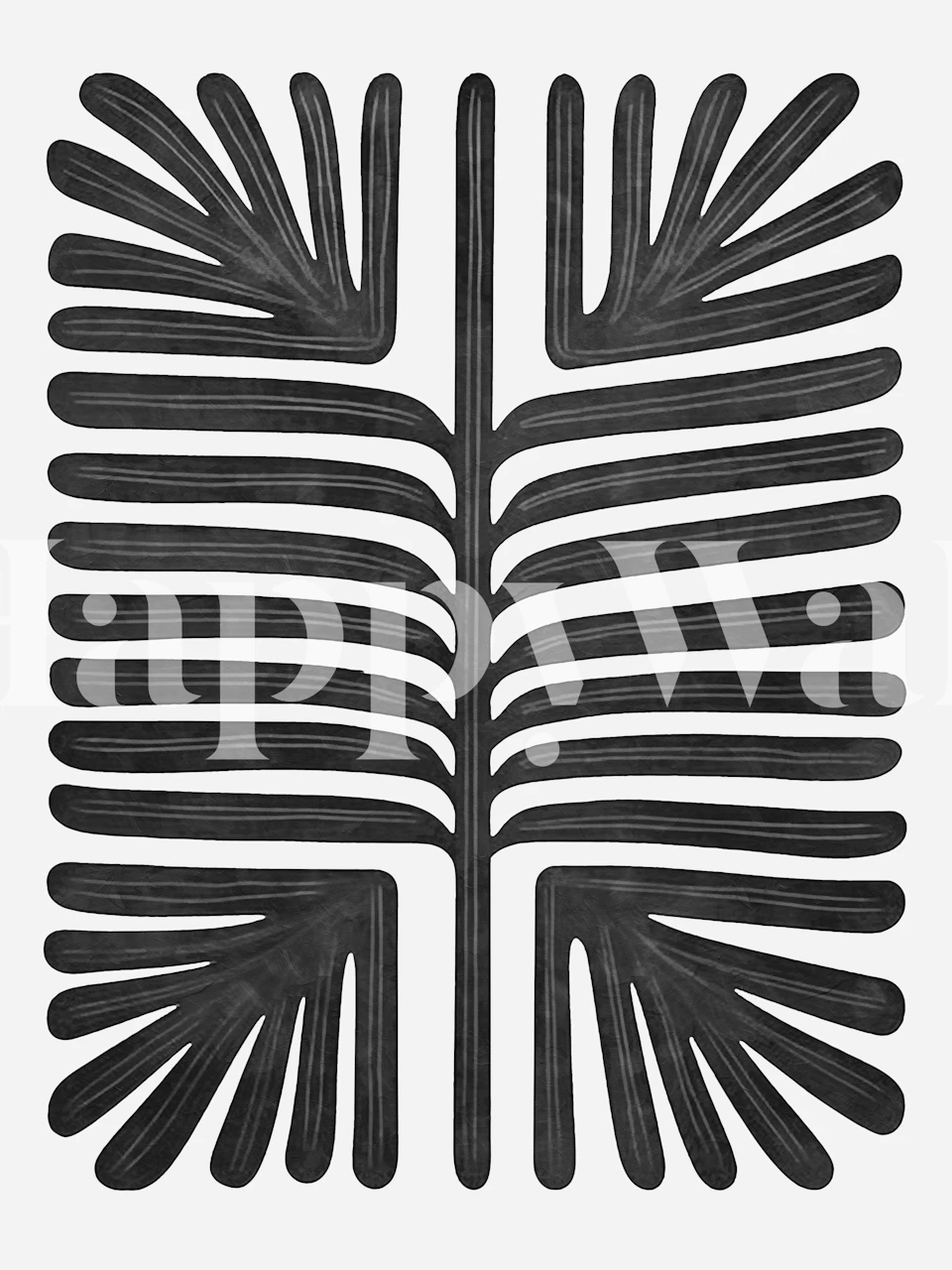 Black and white botanical outline wallpaper design