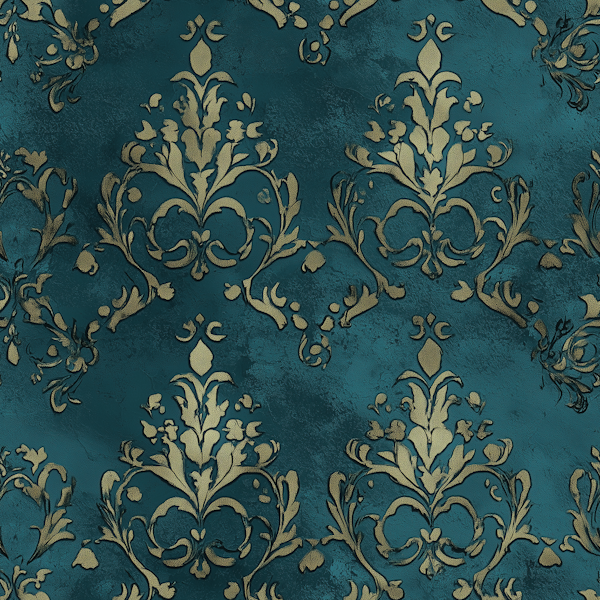 Vintage Teal Damask Style