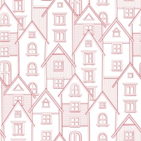 Urban Home Rooftops Sketch Red tapety