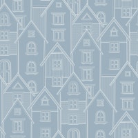 Houses Facade Doodles Silver Grey behang