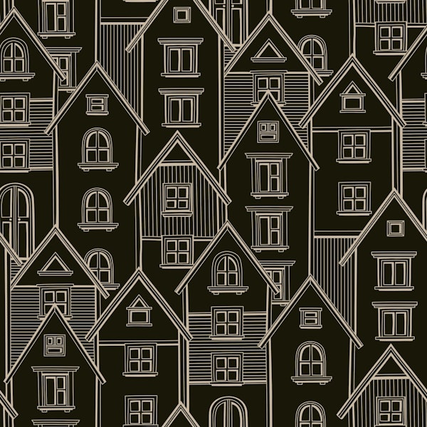 Lineart Houses Rooftops Black & White