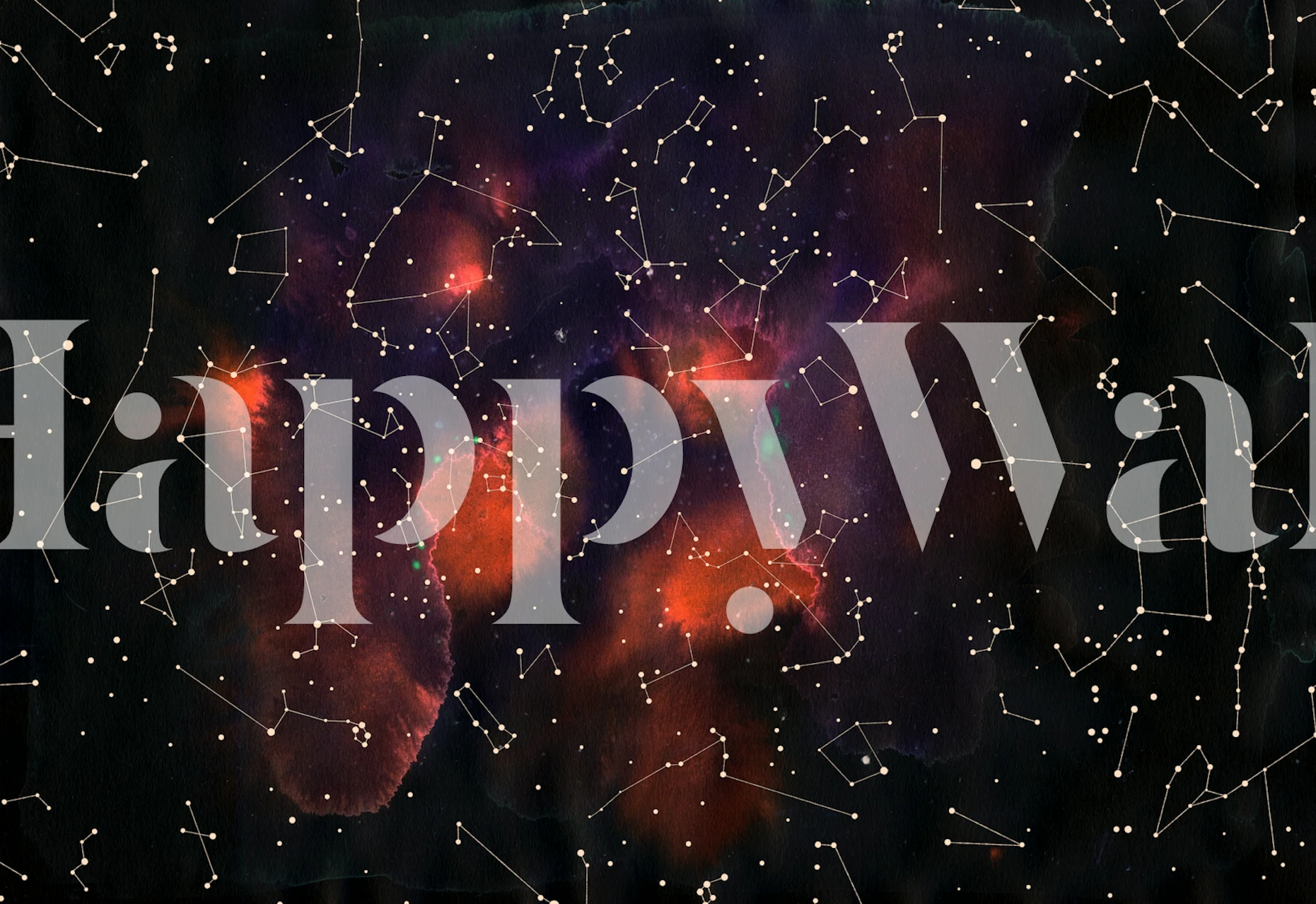 Night sky with constellations and colorful nebulae wallpaper