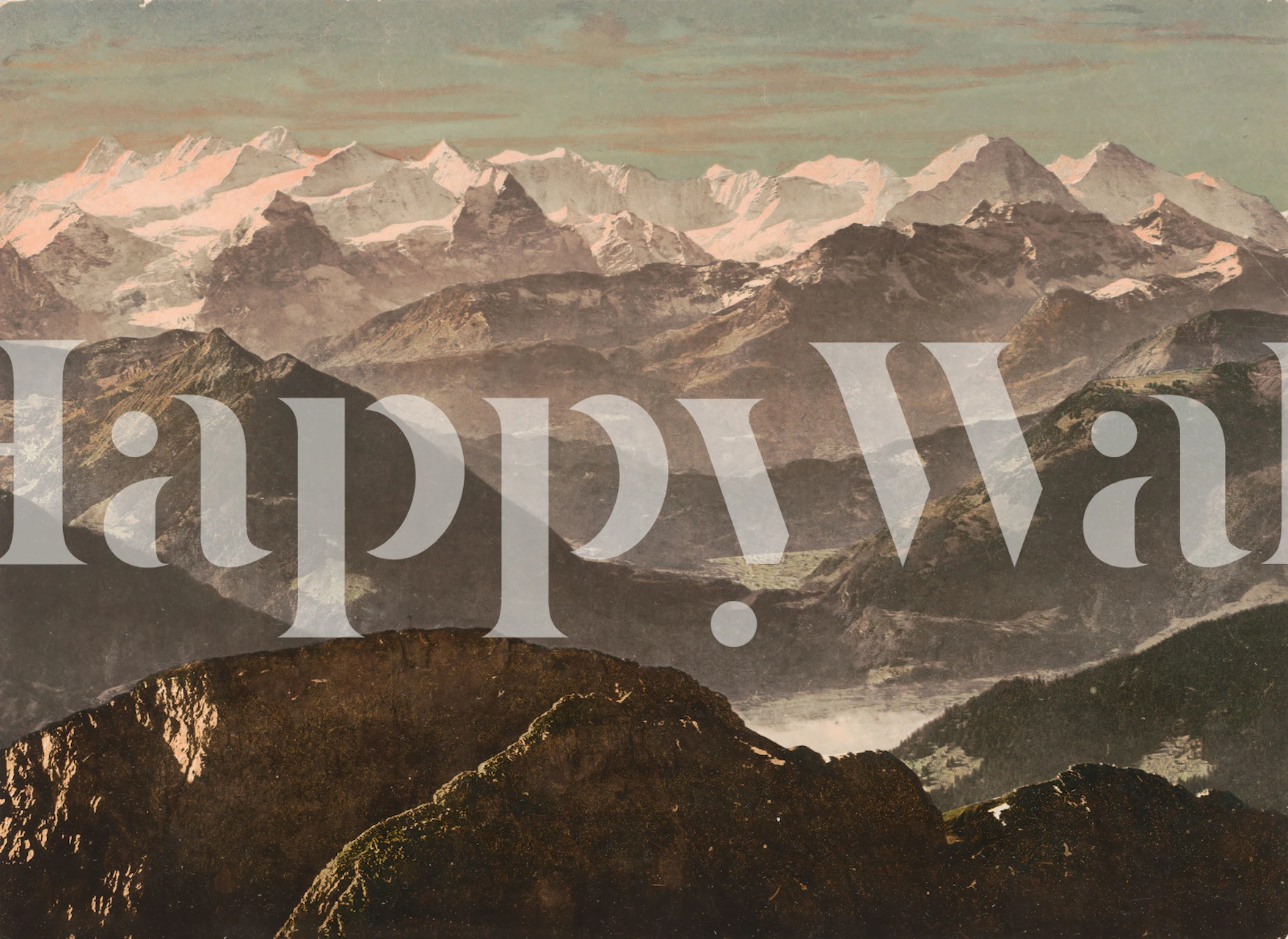 Papel tapiz Vintage Mountain View en una habitación