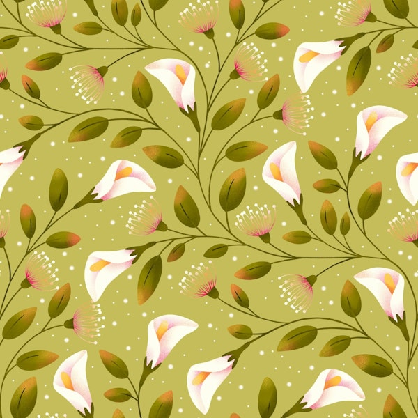 Calla Lilies on Light green, seamless pattern
