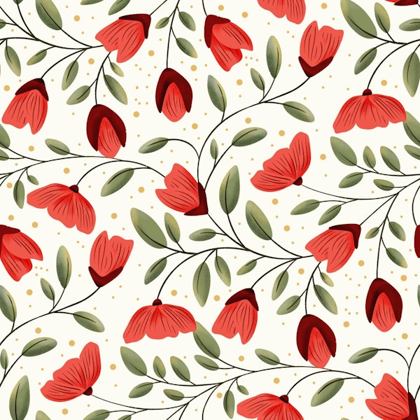 Red Poppy Symphony, seamless pattern