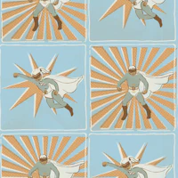 Superhero Vintage Comics orange blue carta da parati