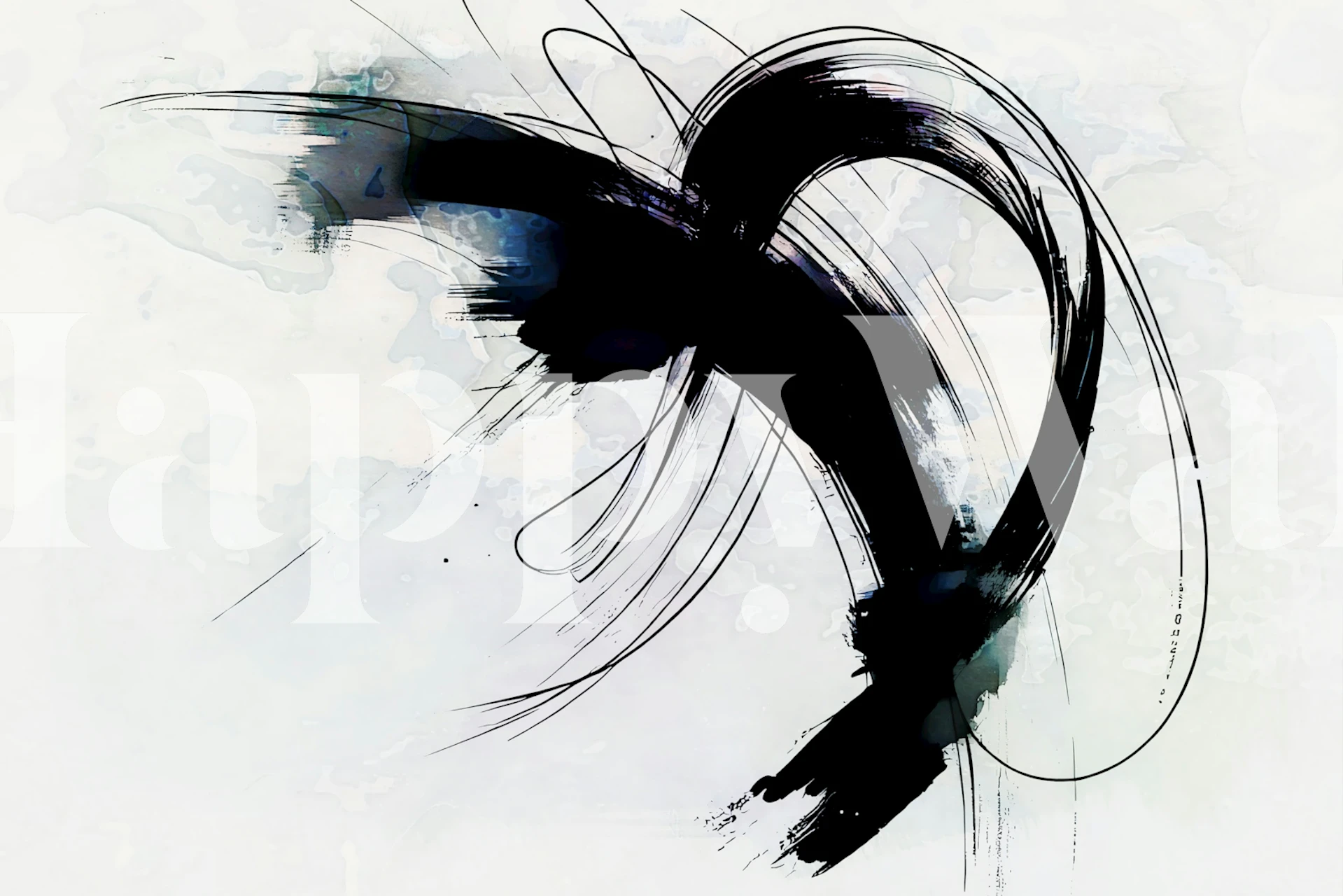 Monochrome Swoosh Tapete in einem Zimmer