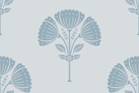 Block Print Flower Bouquet - Calm Blue 2 Airy wallpaper
