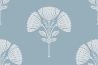 Block Print Flower Bouquet - Calm Blue 1 Airy behang