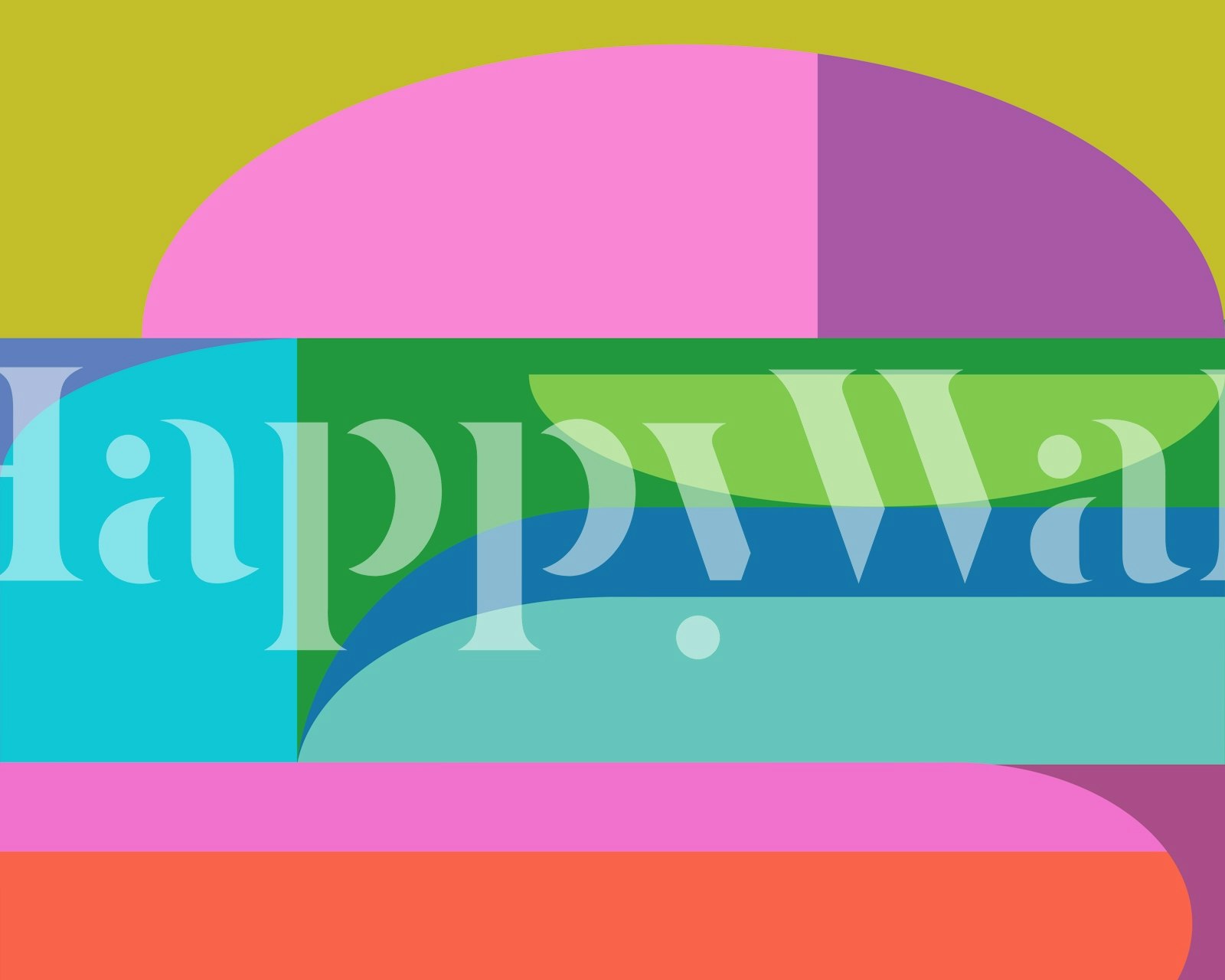 Colorful geometric shapes in pink, green, blue, and purple wallpaper