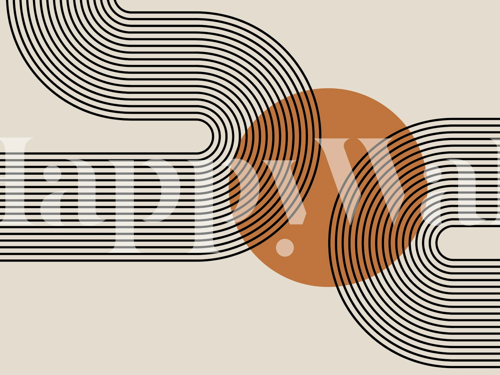 Minimalist wavy lines wallpaper in a room