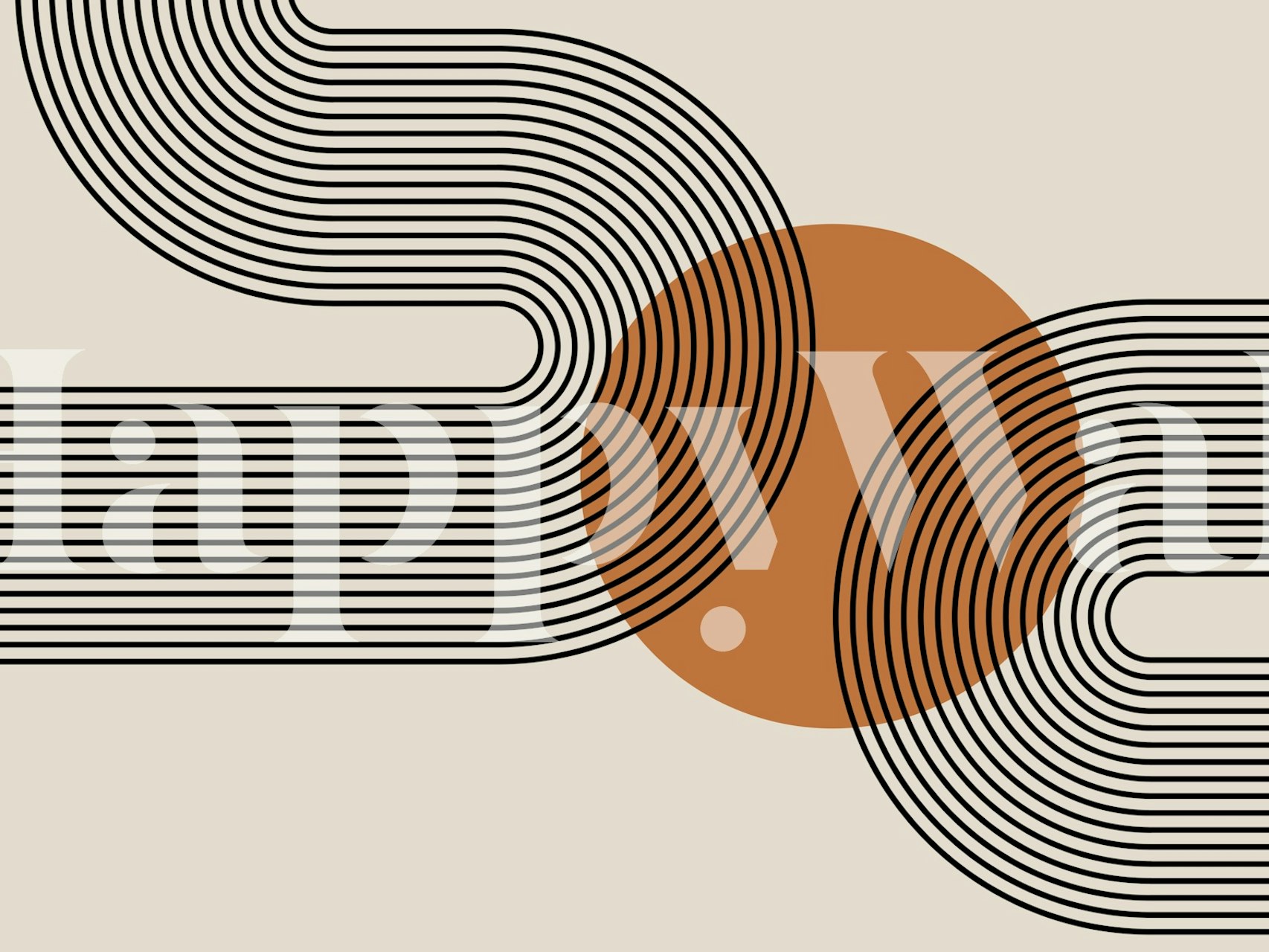 Minimalist Wavy Lines-tapet i ett rum