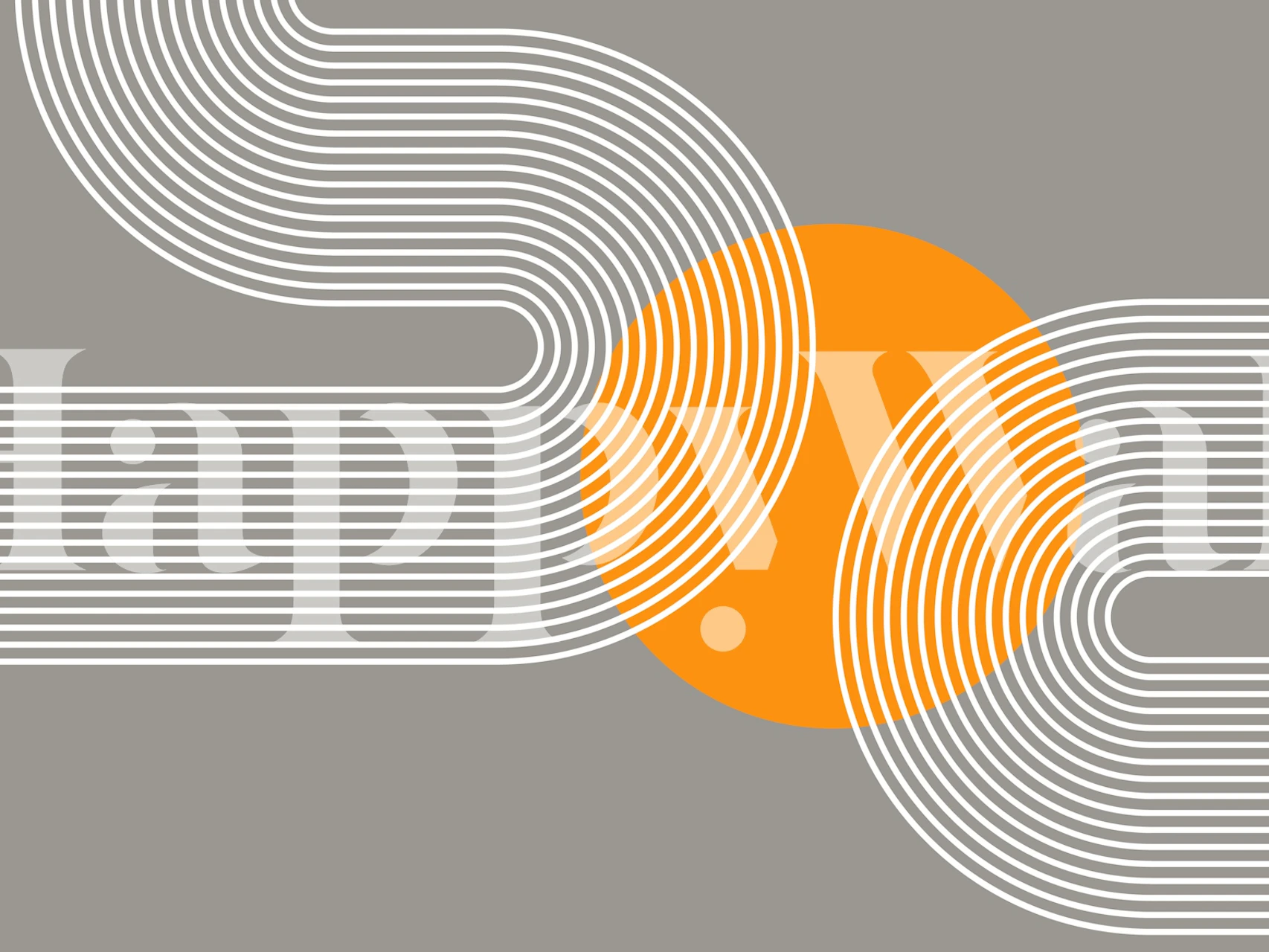 Abstract orange and grey lines with circles wallpaper