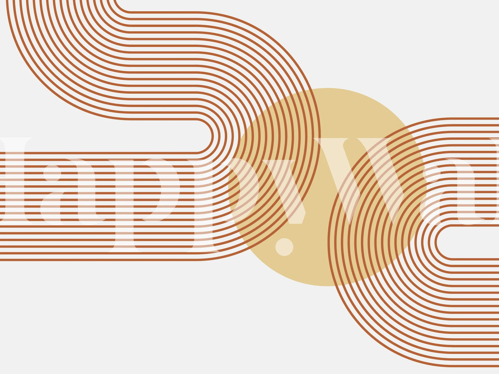 Curved line patterns in warm tones on white background wallpaper