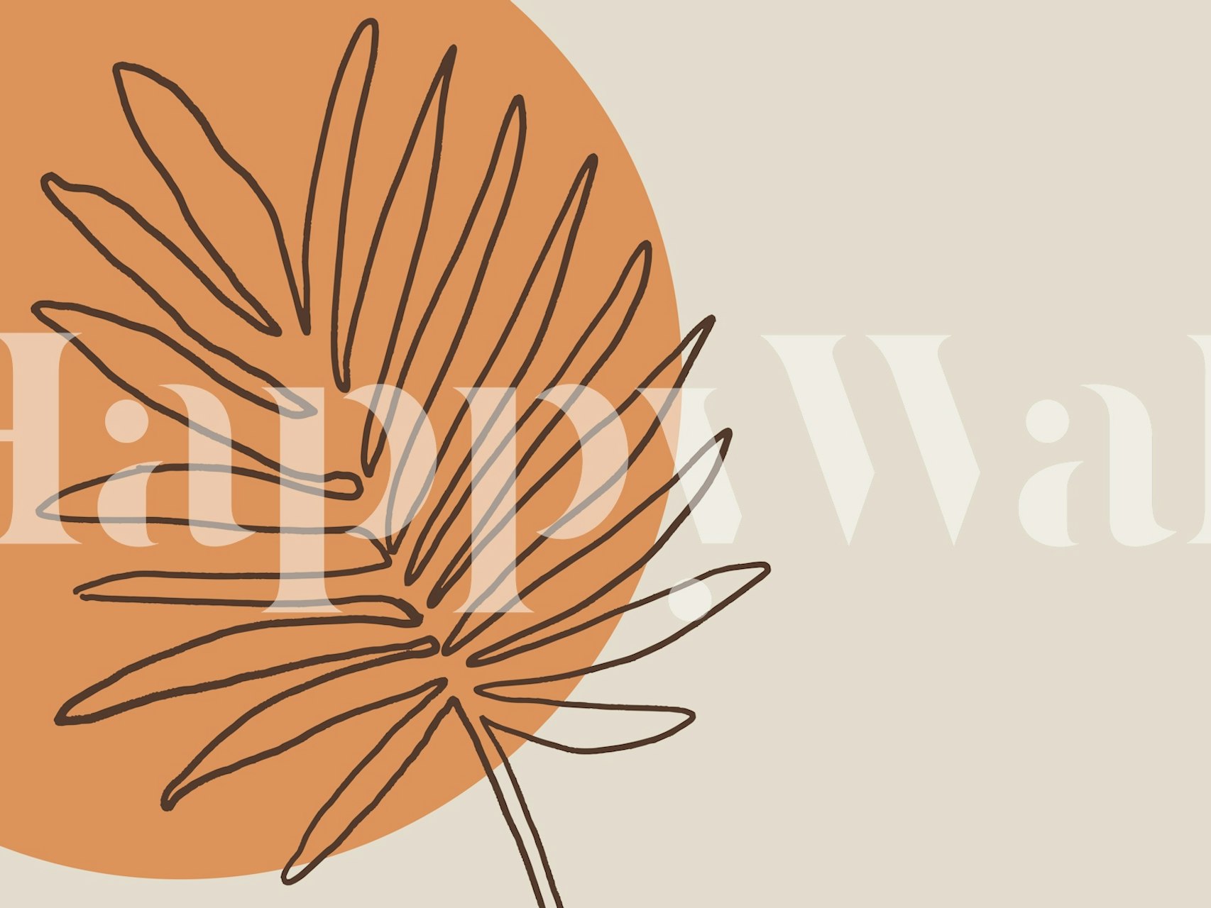 Minimalist botanical art wallpaper in a room