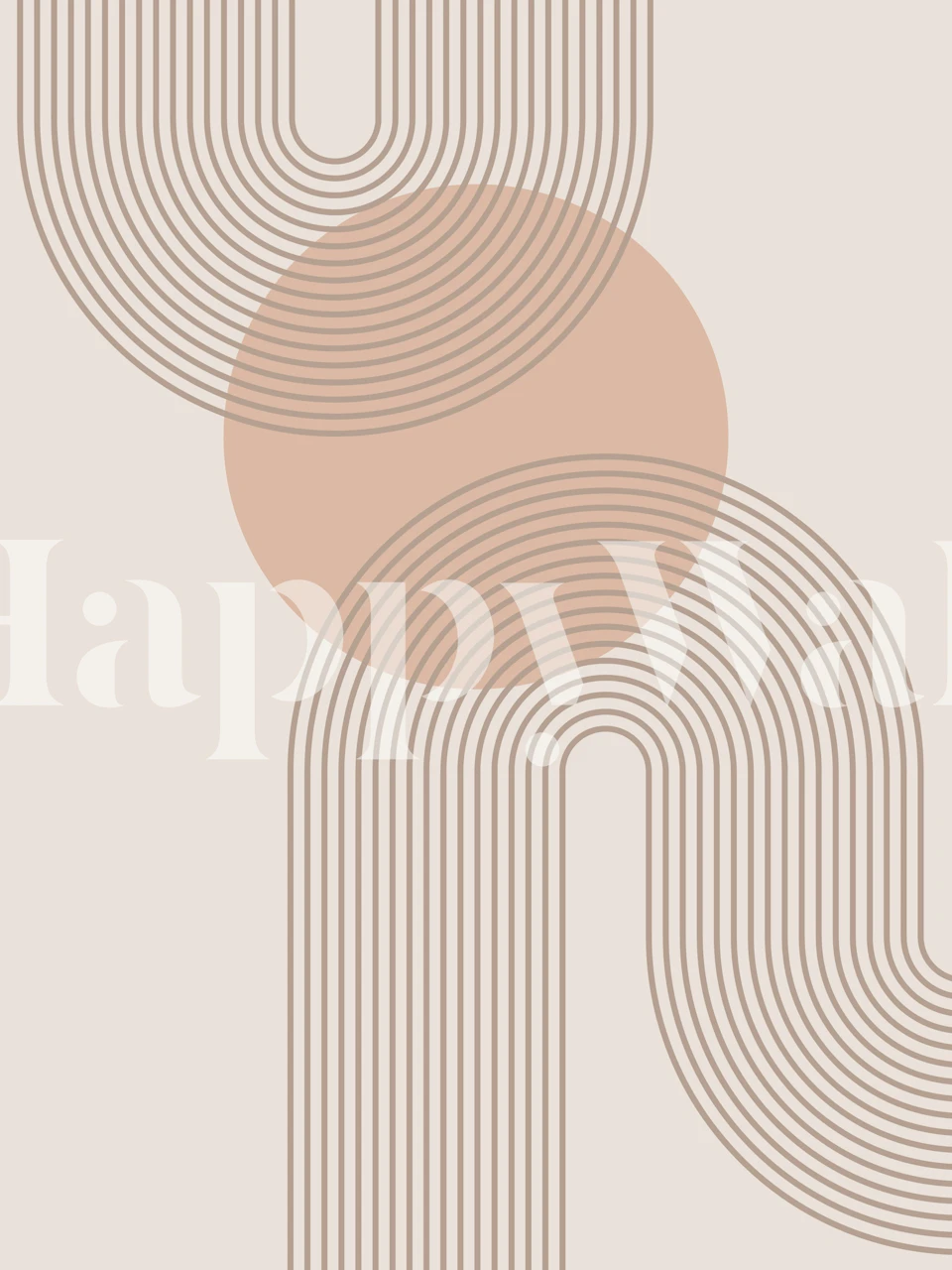 Papel pintado Retro Sun Arch mostrado en una habitación