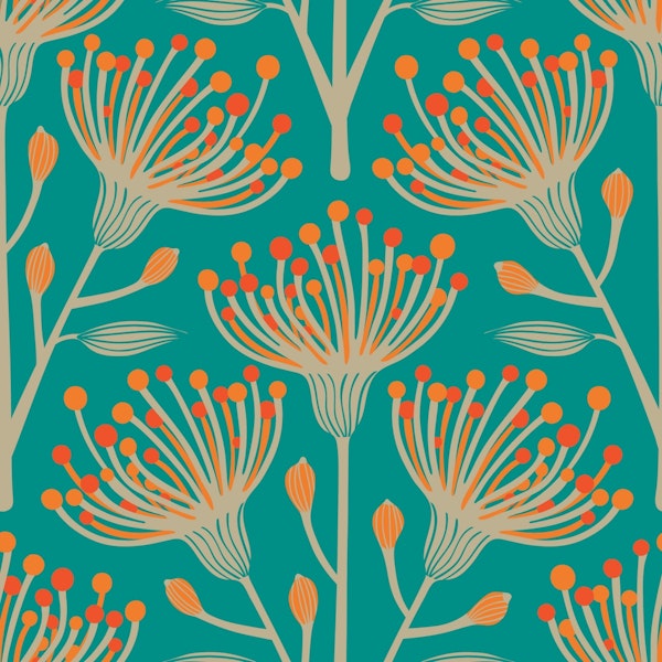 Eucalyptus Floral Botanical Sand Turquoise