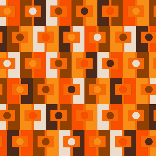 Midcentury Rektangel Pattern 70s Brown Orange