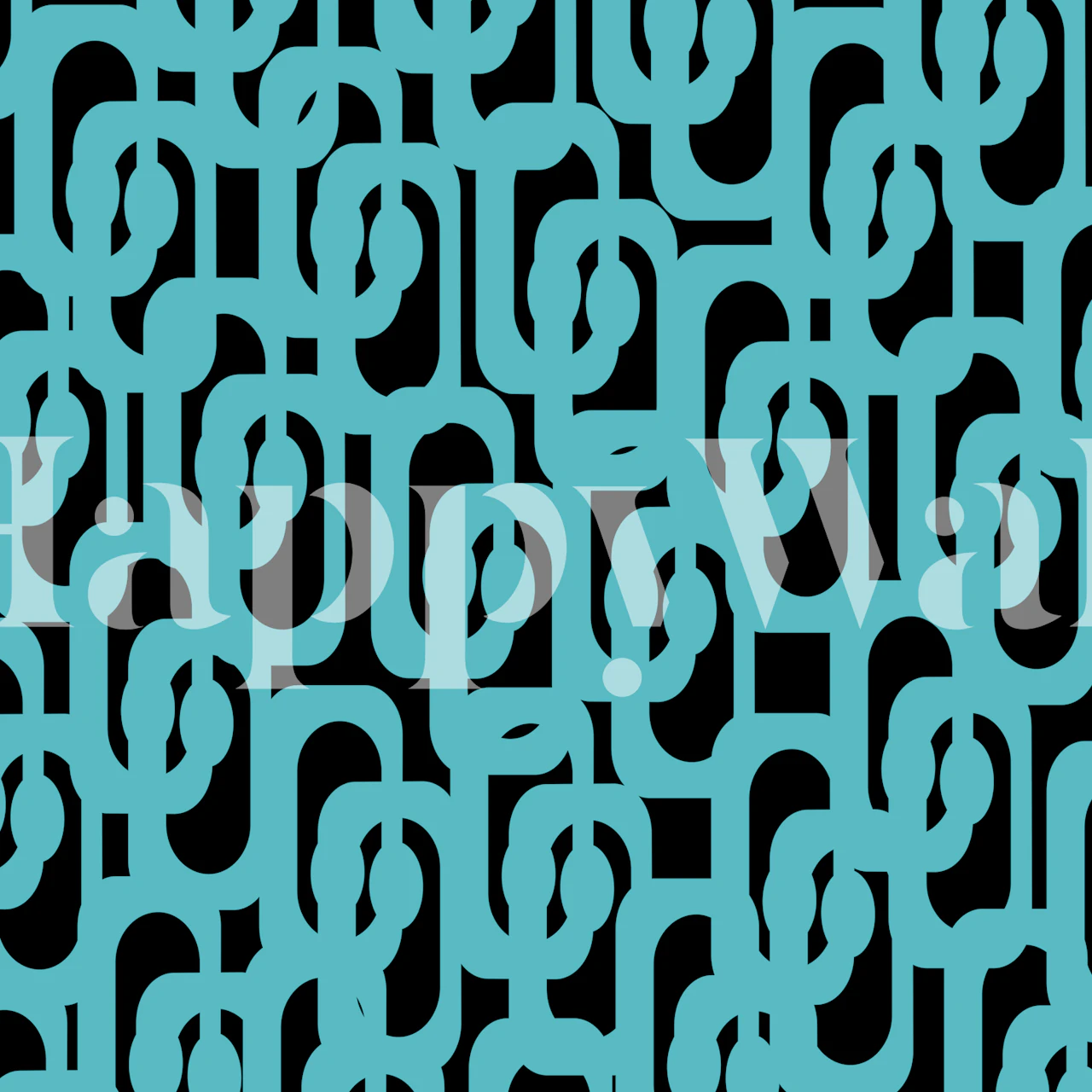 Turquoise and black geometric loops wallpaper