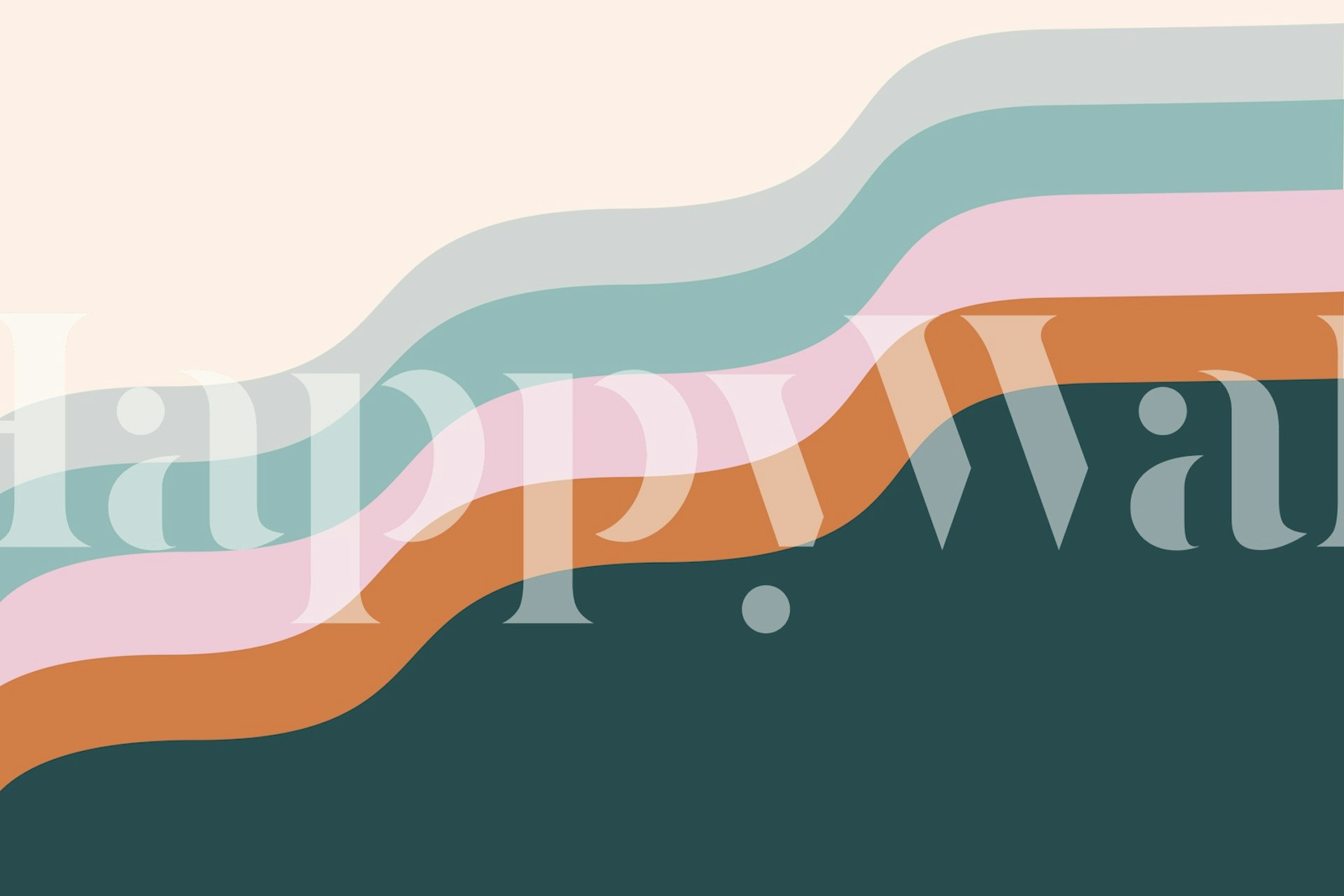 Modern Abstract Waves in Earth Tones wallpaper in a room